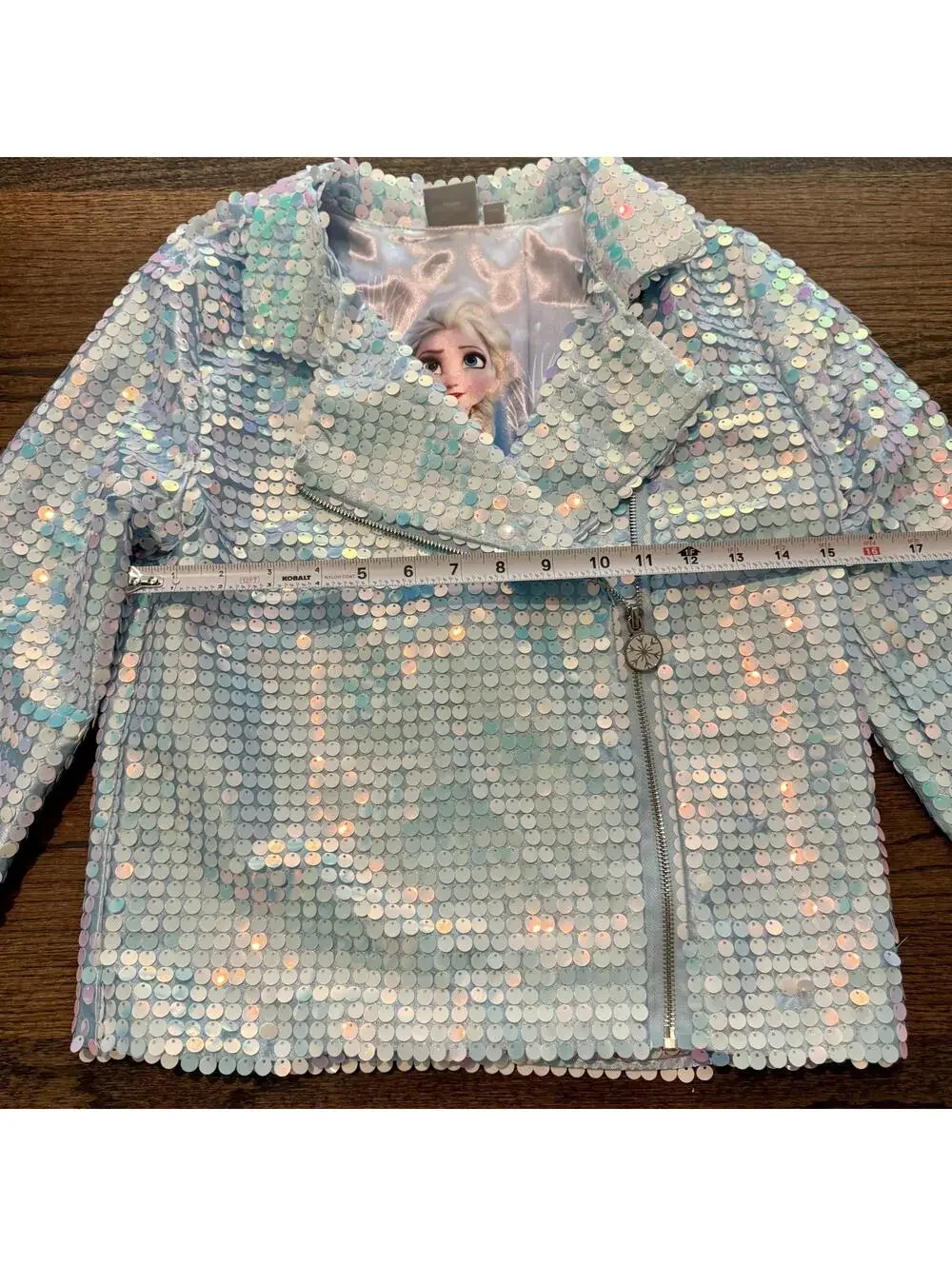 Disney Frozen II Elsa Iridescent Sequin Girls Jacket Size Large 10-12